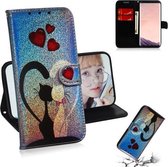 Gekleurde tekening patroon Kleurrijke magnetische gesp Horizontale flip PU lederen tas met houder & kaartsleuven & portemonnee & lanyard voor Galaxy S8 (Love Cat)