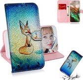 Gekleurde tekening patroon Kleurrijke magnetische gesp Horizontale flip PU lederen tas met houder & kaartsleuven & portemonnee & draagkoord voor Galaxy Note 10/10 5G (Fox)
