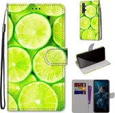 Voor Huawei Honor 20 Gekleurde Tekening Cross Textuur Horizontale Flip PU Lederen Case met Houder & Kaartsleuven & Portemonnee & Lanyard (Groene Citroen)