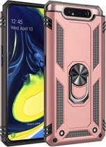 Armor schokbestendige TPU + pc-beschermhoes met 360 graden rotatiehouder voor Galaxy A80 (roségoud)