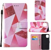 Voor iPhone 12 Pro Max Cross Texture Painting Pattern Horizontale Flip lederen hoes met houder & kaartsleuven & portemonnee & lanyard (roze diamant)