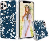 Voor iPhone 12/12 Pro 3D Cherry Blossom Painted TPU beschermhoes (blauw)
