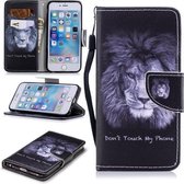 Voor iPhone 6 Gekleurd tekeningpatroon Horizontaal Flip TPU + PU lederen hoes met houder & kaartsleuven & portemonnee & lanyard (leeuw)