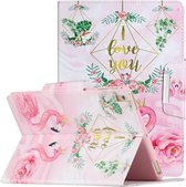 Voor iPad 5 Geschilderd Patroon Horizontale Flip Leren Case met Houder (Bladeren Flamingo)