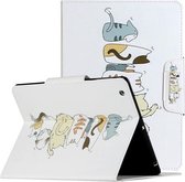 Voor iPad 4/3/2 Geschilderd patroon Horizontale flip lederen hoes met houder (kat achteraanzicht)