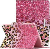 Voor iPad 10.2 Geschilderd patroon Horizontale flip lederen hoes met houder (Leopard Powder Sand)