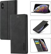 LC.IMEEKE Sterk magnetisme Ultradunne horizontale flip schokbestendige matte TPU + PU lederen tas met houder & kaartsleuven en portemonnee voor iPhone XS Max (zwart)