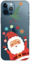 Trendy Cute Christmas Patterned Case Clear TPU Cover Phone Cases Voor iPhone 12 Pro Max (Ball Santa Claus)