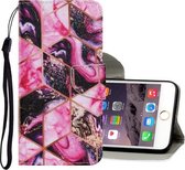 Gekleurde tekening patroon horizontaal Flip PU lederen tas met houder & kaartsleuven & portemonnee & lanyard voor iPhone 8 Plus & 7 Plus (paars marmer)