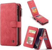 CaseMe Crazy Horse Texture Afneembare Multifunctionele Horizontale Flip Leren Case voor Galaxy S10e, met Kaartsleuf & Houder & Rits Portemonnee & Fotolijst (Rood)