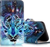 Voor Galaxy J3 (2017) (EU-versie) Gloss Oil Reliëf Wolf Patroon Horizontale Flip Leren Case met Houder & Kaartsleuven & Portemonnee & Fotolijst