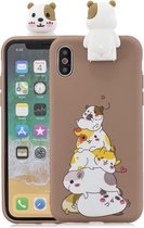 Voor iPhone X / XS Cartoon schokbestendige TPU-beschermhoes met houder (hamsters)