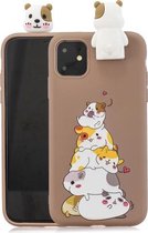 Voor iPhone 11 Cartoon schokbestendige TPU-beschermhoes met houder (hamsters)