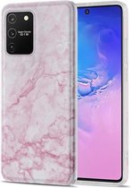 Voor Samsung Galaxy S10 Lite TPU glanzend marmerpatroon IMD beschermhoes (lichtroze)