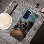Voor OnePlus 9 Pro schokbestendig geverfd transparant TPU beschermhoes (glazen tijger)