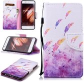 Voor Huawei P10 Gekleurde Tekening Patroon Horizontale Flip TPU + PU Lederen Case met Houder & Kaartsleuven & Portemonnee & Lanyard (Aquarel Veren)