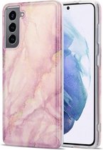 Voor Samsung Galaxy S21 5G TPU Gilt Marble Pattern beschermhoes (roze)