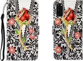 Voor Galaxy S20 3D Gekleurde Tekening Horizontale Flip Leren Case met Houder & Kaartsleuf & Portemonnee (Schroef Rose Flower)