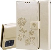Voor Galaxy A71 Rose reliëf horizontale flip PU lederen tas met houder & kaartsleuven & portemonnee (goud)