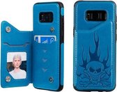 Voor Galaxy S8 Skull Head Embossing Pattern Schokbestendige beschermhoes met houder & kaartsleuven & portemonnee (blauw)