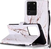 Voor Galaxy S20 Ultra Geschilderd Patroon Horizontale Flip Leren Case met Houder & Kaartsleuven & Portemonnee (Wit Gebroken Steen)
