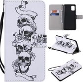 Voor Galaxy A51 Schilderen Horizontale Flip Leren Case met Houder & Kaartsleuf & Lanyard (Skull Bone)