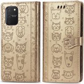 Voor Galaxy S10 Lite & A91 & M80s Mooie kat en hond reliëfpatroon Horizontale flip lederen tas, met houder & kaartsleuven & portemonnee & cartoon sluiting & lanyard (goud)