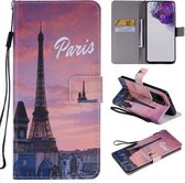 Voor Galaxy S20 Ultra schilderij horizontale flip lederen tas met houder & kaartsleuf & lanyard (Eiffeltoren)