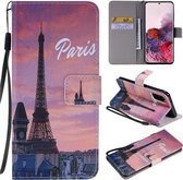 Voor Galaxy S20 Schilderen Horizontale Flip Leren Case met Houder & Kaartsleuf & Lanyard (Eiffeltoren)