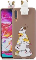 Voor Galaxy A7 (2018) / A750 Cartoon schokbestendige TPU-beschermhoes met houder (hamsters)