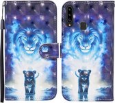 Voor Samsung Galaxy A20s Gekleurde tekening patroon Horizontale flip lederen tas met houder & kaartsleuven & portemonnee (leeuw)