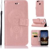 Windgong Uil Reliëfpatroon Horizontale Leren Flip Case voor Google Pixel 3a, met houder & kaartsleuven & portemonnee (roségoud)