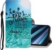 Voor Sony Xperia XZ4 3D Gekleurde Tekening Horizontale Flip PU Lederen Case met Houder & Kaartsleuven & Portemonnee (Blue Coconut Grove)