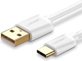 UGREEN 3A Max.uitgang USB naar USB-C / Type-C PVC snellaadsynchronisatiegegevenskabel, lengte: 1,5 m (wit)