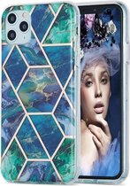 3D Electroplating Marble Pattern TPU beschermhoes voor iPhone 11 Pro Max (donkergroen)