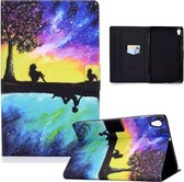 Voor Lenovo Tab M10 HD 2e generatie TB-X306X Gekleurde tekening Horizontale flip lederen tas met houder & kaartsleuven & slaap- / wekfunctie (sterrenhemelreflectie)