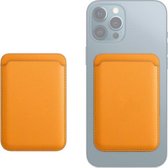 Leren portemonnee etui Kaarthouder Kaarthouder met Magsafing magnetisch voor iPhone 12 mini, iPhone 12, iPhone 12 Pro, iPhone 12 Pro Max (geel)