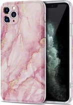 TPU verguld marmeren patroon beschermhoes voor iPhone 11 Pro (roze)