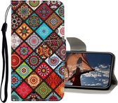 Gekleurde tekening patroon horizontaal Flip lederen hoes met houder & kaartsleuven & portemonnee voor iPhone 12 Pro Max (Folk-custom)