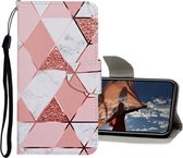 Gekleurde tekening patroon horizontale flip lederen tas met houder & kaartsleuven & portemonnee voor iPhone 12 Pro Max (marmer)