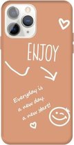 Voor iPhone 11 Pro Geniet van Emoticon Hartvormig Patroon Kleurrijk Frosted TPU Telefoon Beschermhoes (Koraal Oranje)