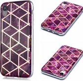 Voor iPhone XR Plating Marble Pattern Soft TPU beschermhoes (paars)
