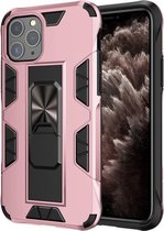 Voor iPhone 11 Pro Max Armor schokbestendig TPU + pc magnetische beschermhoes met onzichtbare houder (roségoud)