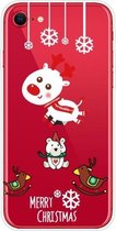 Christmas Series Clear TPU beschermhoes voor iPhone SE (2020) / 8/7 (Trojan Bear Deer)