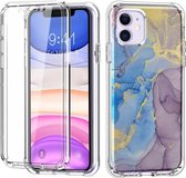 Voor iPhone 11 C Style Pattern PC + TPU + PET Screen Protection IMD Craft Case (Marble Gold Powder)