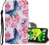 Voor iPhone 11 Pro Gekleurd tekeningpatroon Horizontaal leren flip-hoesje met houder & kaartsleuven & portemonnee (Dragonfly Flower)