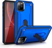 Voor iPhone 11 Pro schokbestendige pc + TPU beschermhoes met 360 graden roterende houder (blauw)