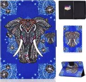 Gekleurde tekening Universal Voltage Craft Cloth TPU beschermhoes, met houder & slaap- / wekfunctie & kaartsleuven & antislipstrip voor Amazon Kindle 2019 (olifant)