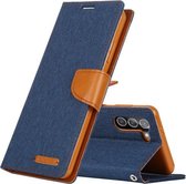 Voor Samsung Galaxy S21 5G GOOSPERY CANVAS DAGBOEK Canvas Textuur Horizontale Flip PU Lederen Case met Houder & Kaartsleuven & Portemonnee (Marineblauw)