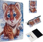 Voor Amazon Kindle HD10 2017 Gekleurde Tekening Patroon Horizontale Flip PU Lederen Case met Houder & Kaartsleuven (Tijger)
